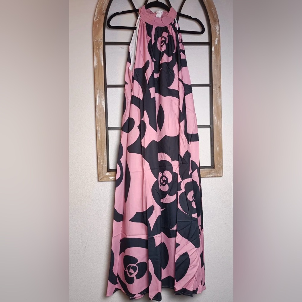 Pink and Black Floral Women's Dress